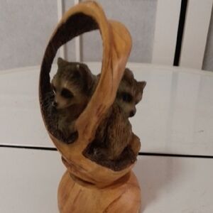Mill Creek Studios Faux Wooden Raccoon Figurine